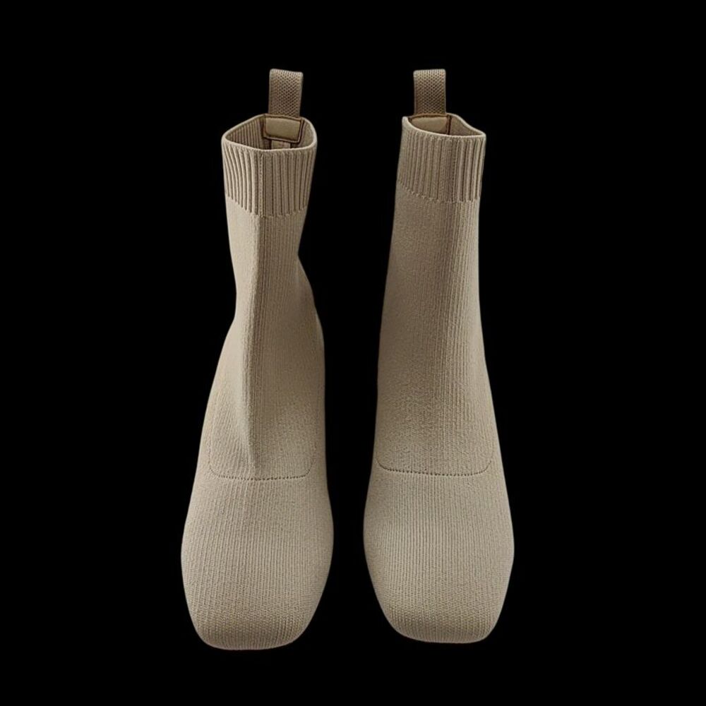 Quince Women Eco Knit Heeled Bootie Almond Shoes 7